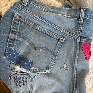 Wabi Sabi /kentsugi Repaired vintage Levi’s 501 Denim Jeans 36x32 USA 80’s